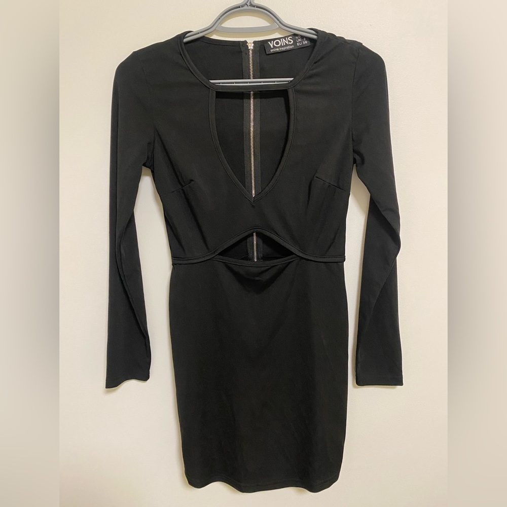 Cut-out Black Zip Up Dress